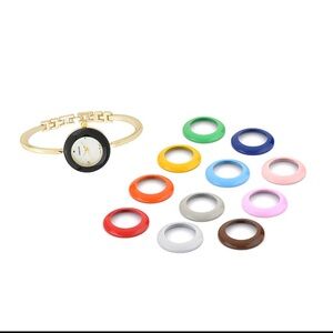LAST ONE! Strada Movement Watch Gold Toned 12pcs Colored Replacement Bezels
